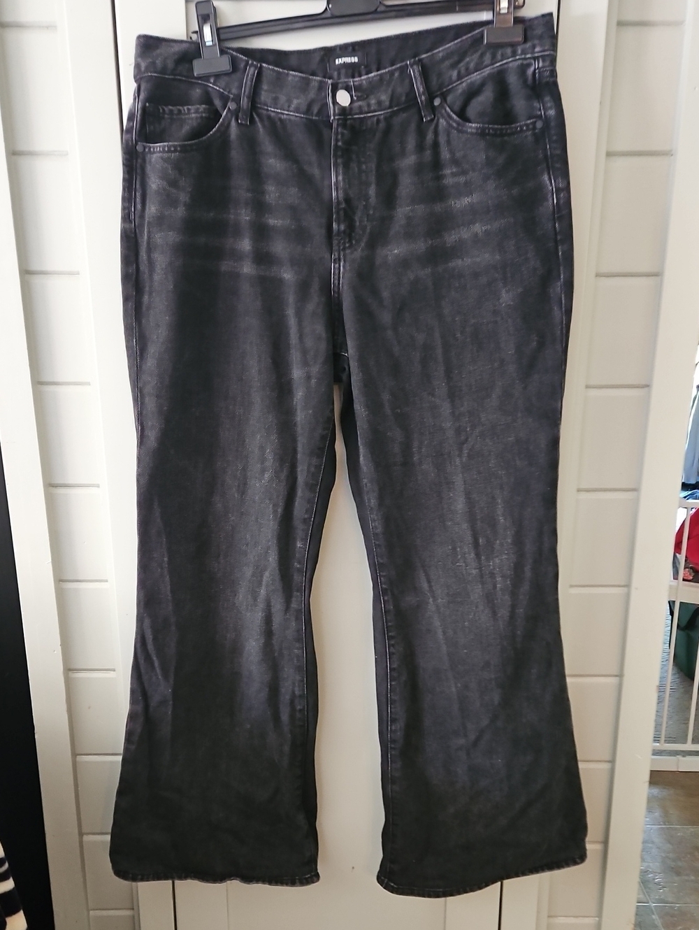 Express Washed Black Wide Leg Flare Jeans W18 R11 Inseam30